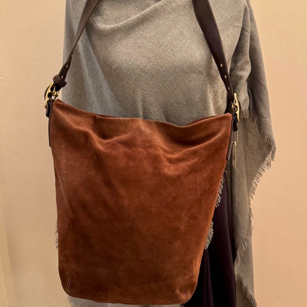 Coach Vintage Rare - XL Duffle Sac Brown Suede Convertible Shoulder Bag